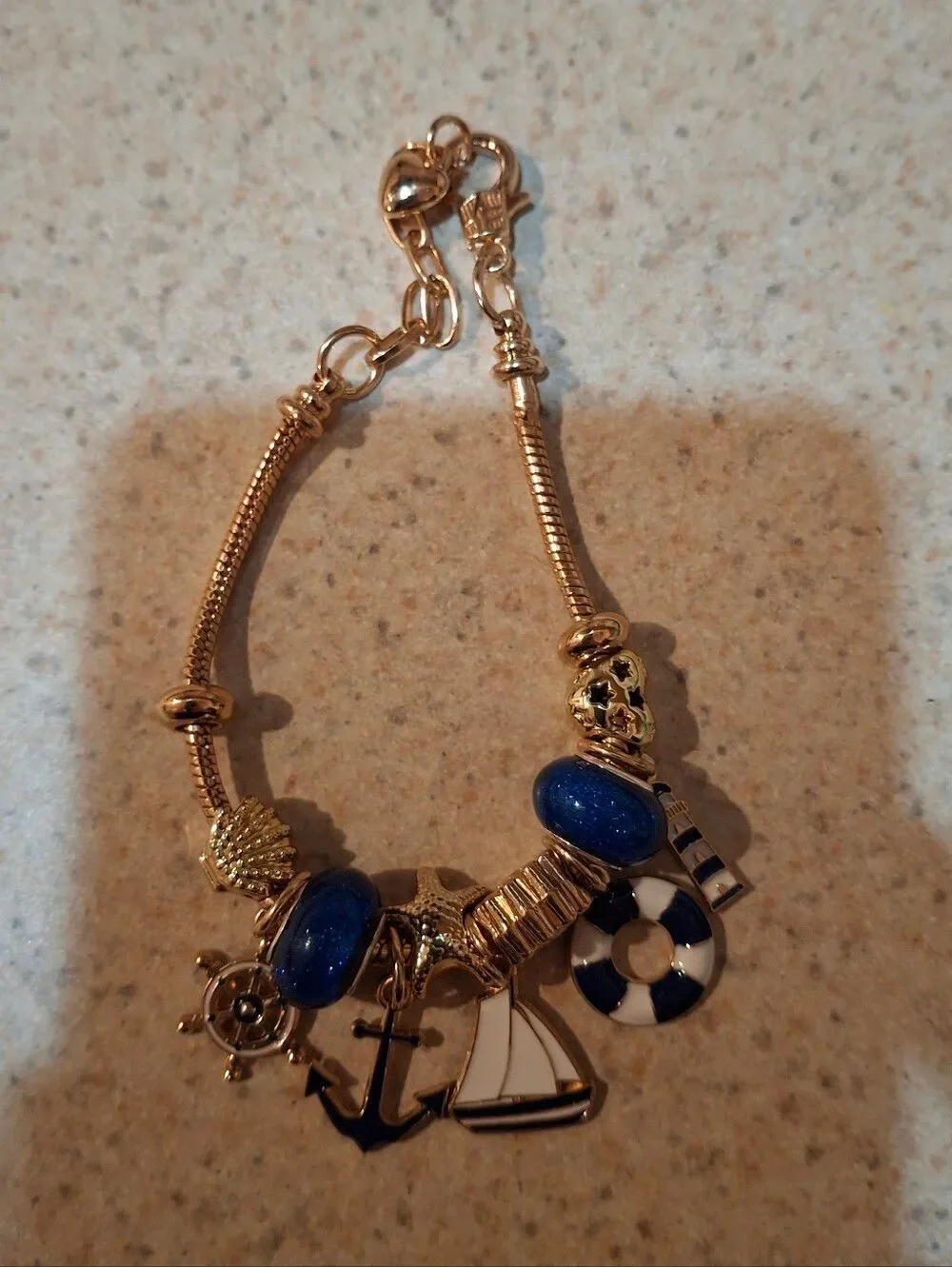 Gold Plated Sailing Water Sailboat Themed Charm Bracelet